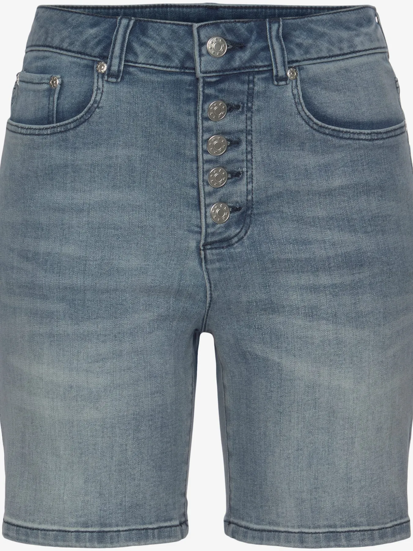 Short en jean taille haute avec patte de boutonnage tendance devant