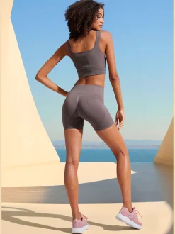Short technique short sans coutures avec structure côtelée et effet moulant