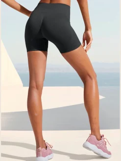 Short technique short sans coutures avec structure côtelée et effet moulant