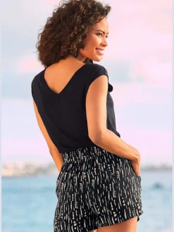 Short tissé ceinture élastique confortable