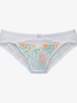 Slip féminin avec accessoire filigrane et petit nœud décoratif au centre devant