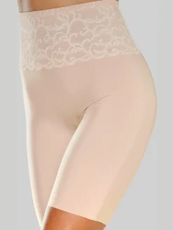 Slips modelants panty long féminin et modelant avec large ceinture en dentelle