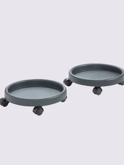 Support pour plantes facile à déplacer grâce aux rouleaux en plastique
