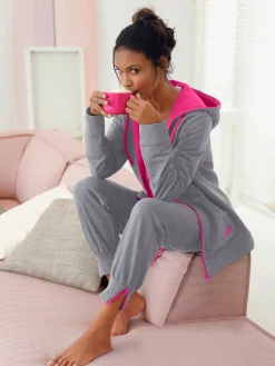 Sweat chiné détails contrastés avec capuche