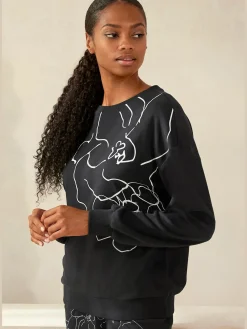 Sweatshirt à encolure ronde et imprimé floral