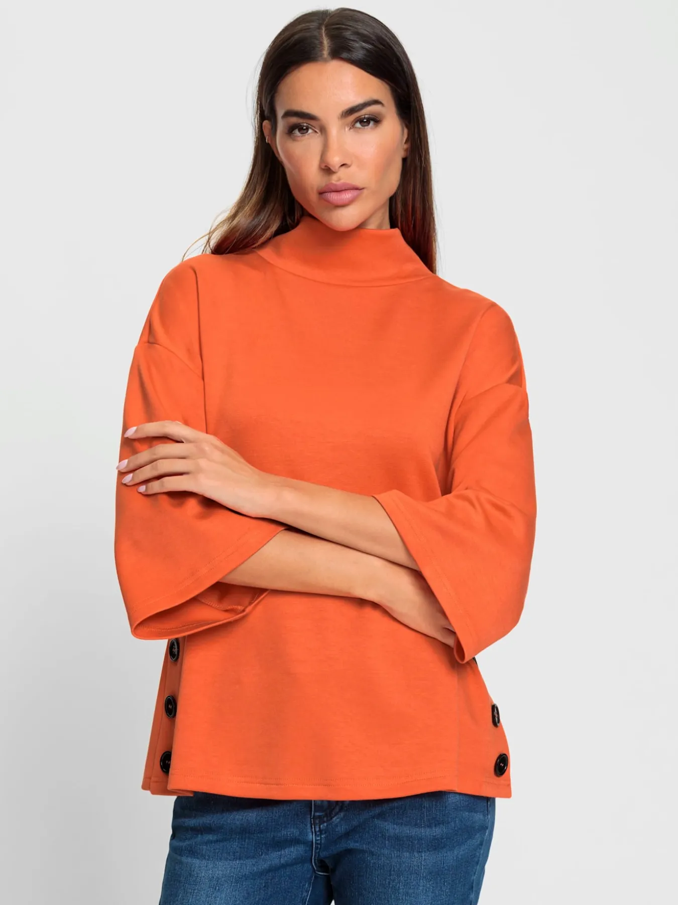 Sweatshirt boutons contrastés élégants