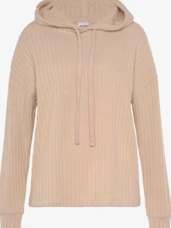 Sweatshirt côtelé à capuche