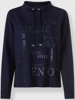 Sweatshirt imprimé avec pierres brillantes fantaisie