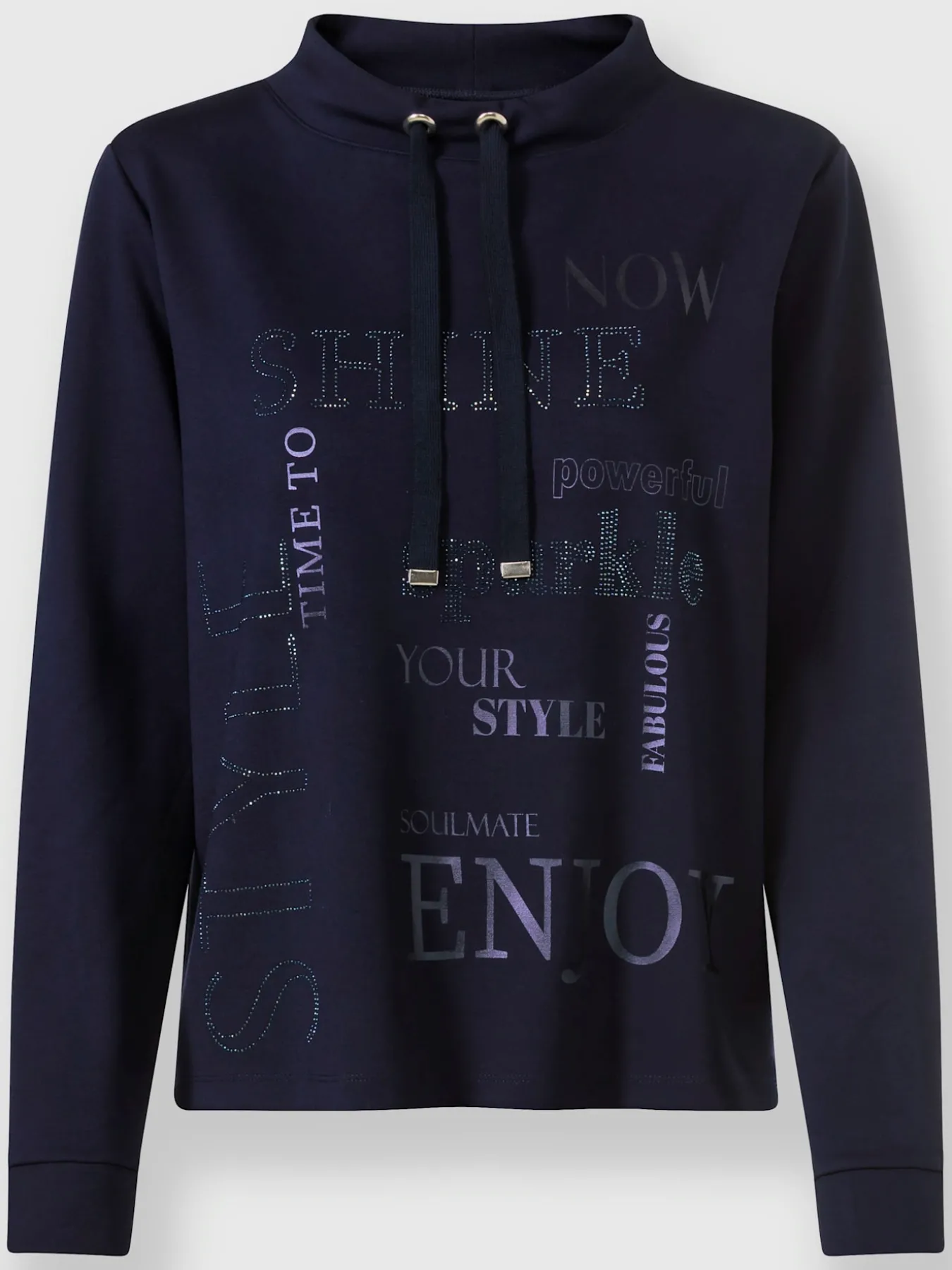 Sweatshirt imprimé avec pierres brillantes fantaisie