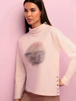 Sweatshirt imprimé avec pierres brillantes fantaisie