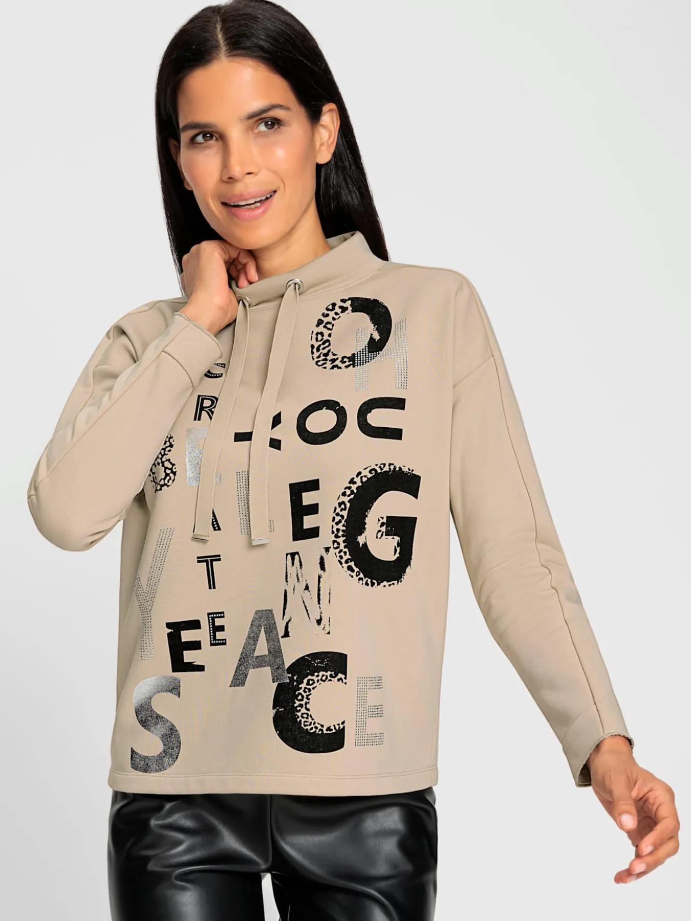 Sweatshirt imprimé feuille brillant