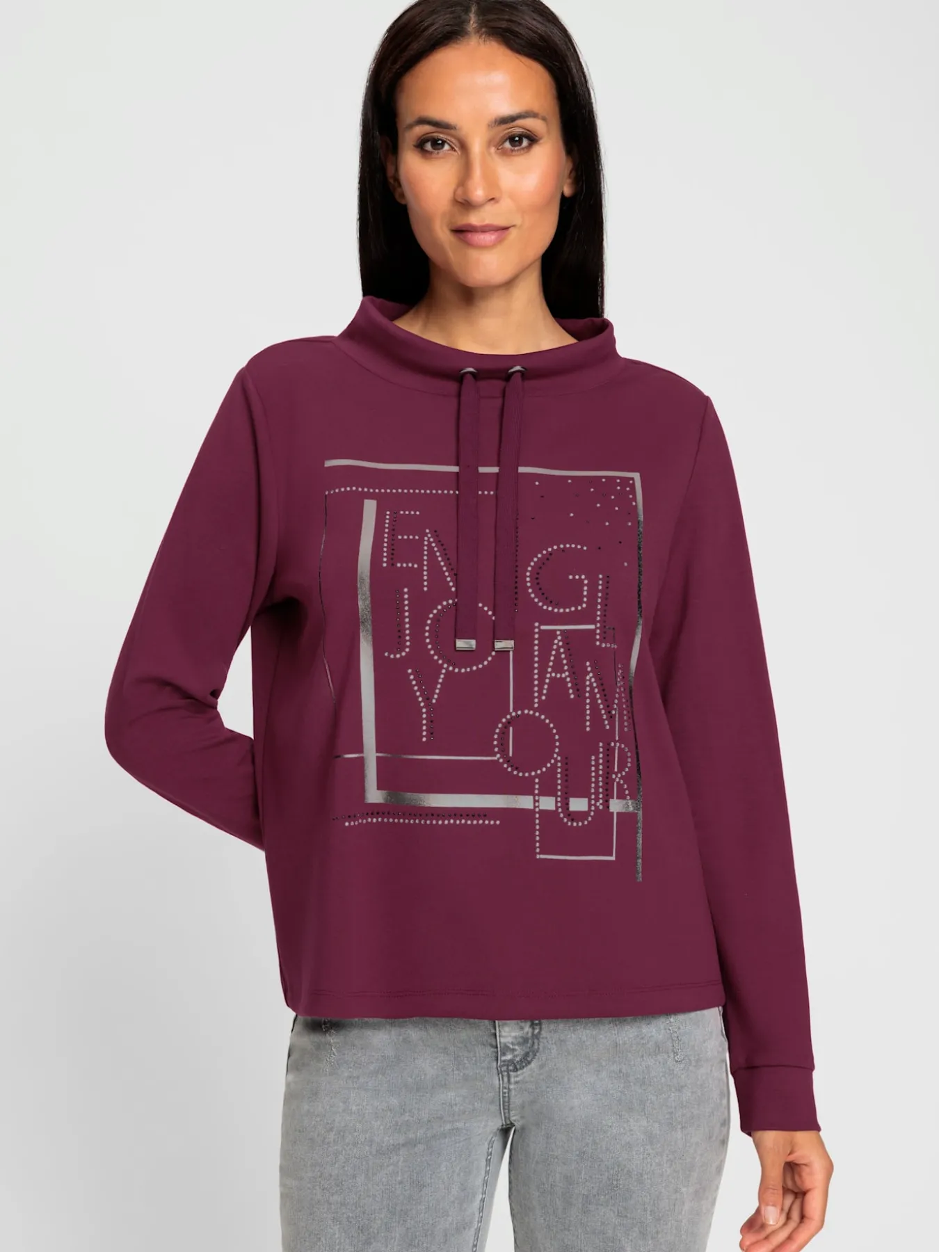Sweatshirt imprimé feuille brillant