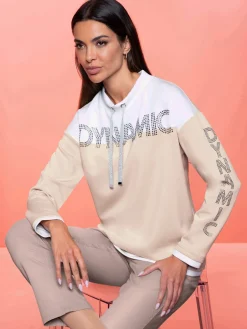 Sweatshirt inscription avec petites pierres brillantes fantaisie