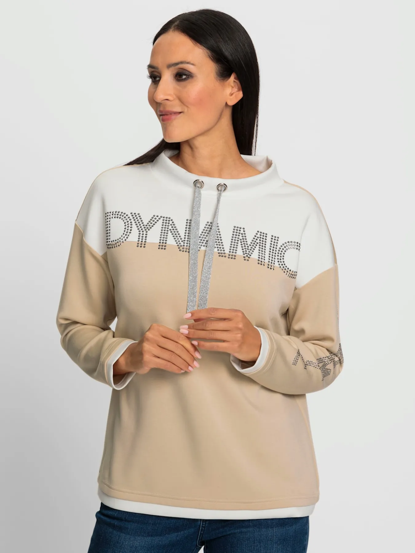 Sweatshirt inscription avec petites pierres brillantes fantaisie