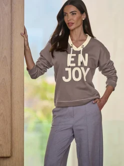 Sweatshirt inscription en polaire douce