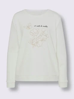 Sweatshirt jolie broderie florale avec perles décoratives