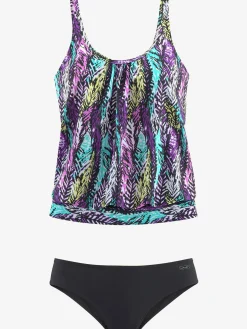 Tankini ample imprimé plumes tendance