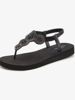 Tongs avec semelle imperméable et applications brillantes