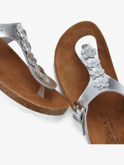 Tongs fleurs tendance effet métallisé