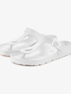 Tongs mules de bain estivale en matière imperméable avec bride réglable