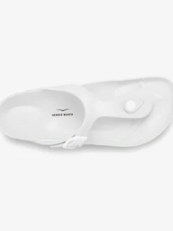 Tongs mules de bain estivale en matière imperméable avec bride réglable