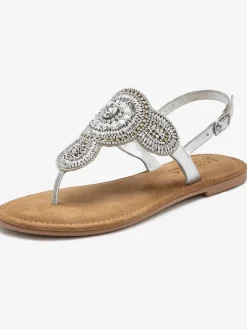 Tongs sandales avec petites pierres fantaisie et perles décoratives