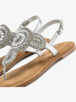 Tongs sandales avec petites pierres fantaisie et perles décoratives