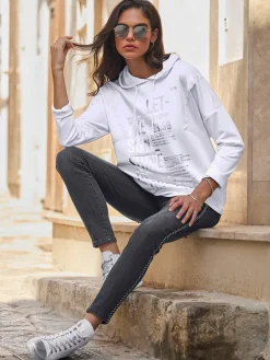 T-shirt à capuche imprimé feuille original