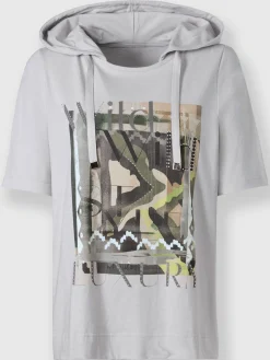 T-shirt à capuche motif imprimé devant