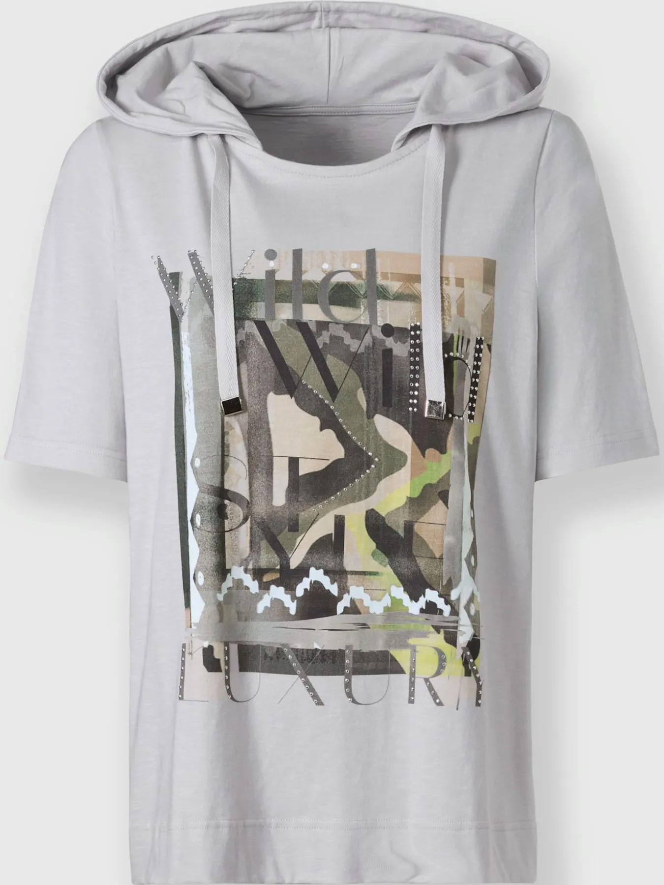 T-shirt à capuche motif imprimé devant
