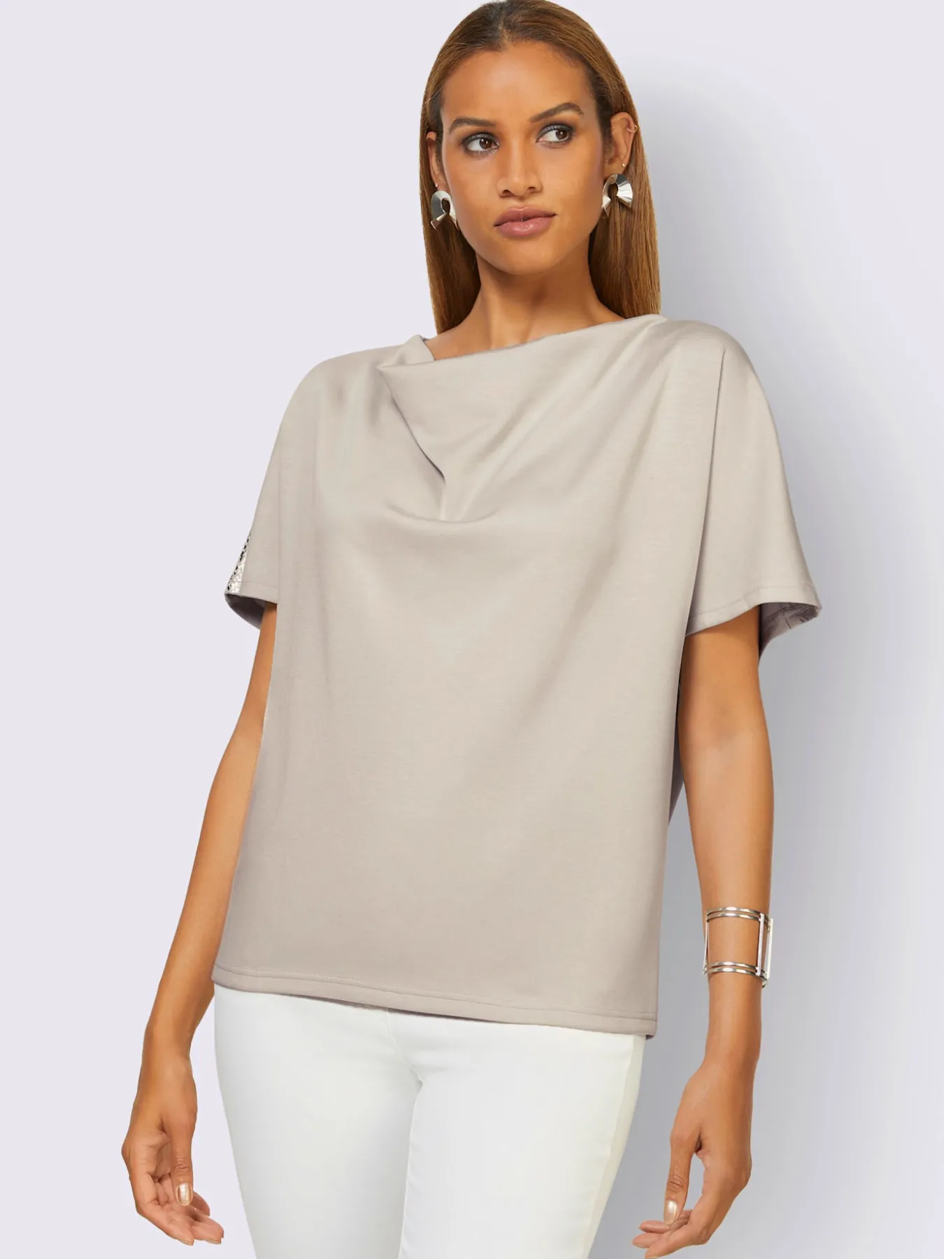 T-shirt à col bénitier mélange de modal doux