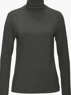 T-shirt à col montant fronces délicates au col roulé