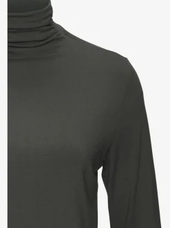 T-shirt à col montant fronces délicates au col roulé