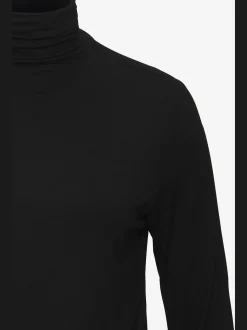 T-shirt à col montant fronces délicates au col roulé