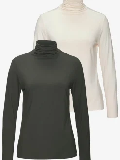 T-shirt à col montant fronces délicates au col roulé