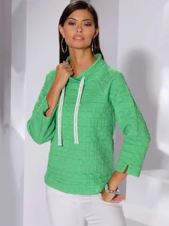 T-shirt à col montant joli motif jacquard
