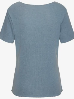 T-shirt à col rond bords pailletés raffinés à l'encolure, aux finitions des manches et à l'ourlet
