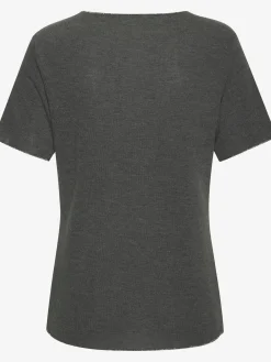 T-shirt à col rond bords pailletés raffinés à l'encolure, aux finitions des manches et à l'ourlet