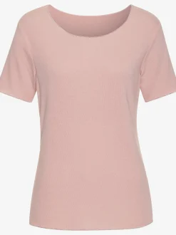 T-shirt à col rond bords pailletés raffinés à l'encolure, aux finitions des manches et à l'ourlet