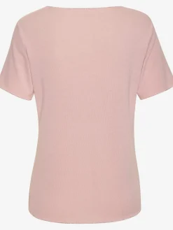 T-shirt à col rond bords pailletés raffinés à l'encolure, aux finitions des manches et à l'ourlet