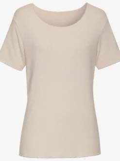 T-shirt à col rond bords pailletés raffinés à l'encolure, aux finitions des manches et à l'ourlet