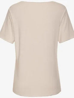 T-shirt à col rond bords pailletés raffinés à l'encolure, aux finitions des manches et à l'ourlet