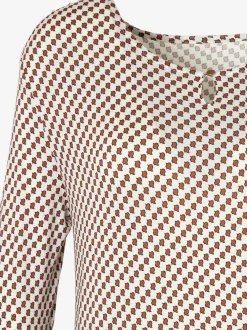 T-shirt à col rond encolure ronde avec petite ouverture et bouton doré devant