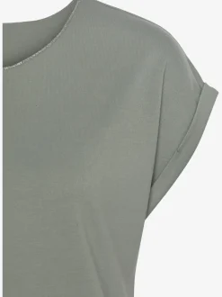 T-shirt à col rond finitions pailletées raffinées à l'encolure ronde et à l'ourlet