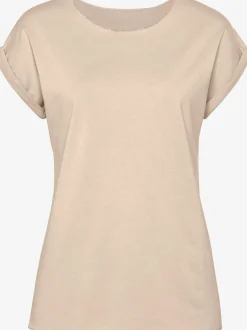 T-shirt à col rond finitions pailletées raffinées à l'encolure ronde et à l'ourlet