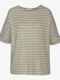 T-shirt à col rond large revers des manches fixe pour un look décontracté