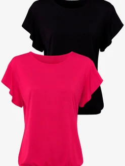 T-shirt à col rond manches volantées légères