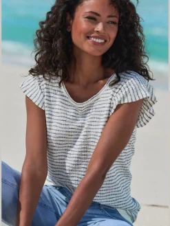 T-shirt à col rond manches chauve-souris tendance