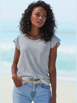 T-shirt à col rond manches chauve-souris tendance