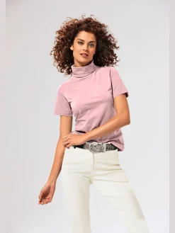 T-shirt à col roulé basique facile à associer avec joli col roulé